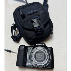 Olympus Stylus SZ-15 Digital Camera Black with Samsonite Case Tested - works